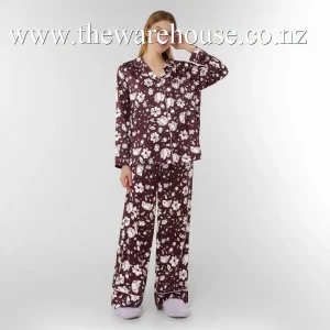 H&H Women's Satin Pyjama Set with Eye Mask